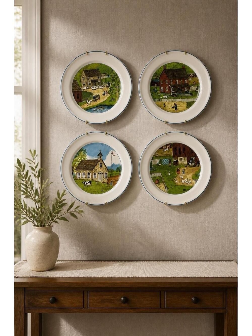 Vintage Pfaltzgraff A Country Summer Plates - Set of 4 First Edition Folk Art